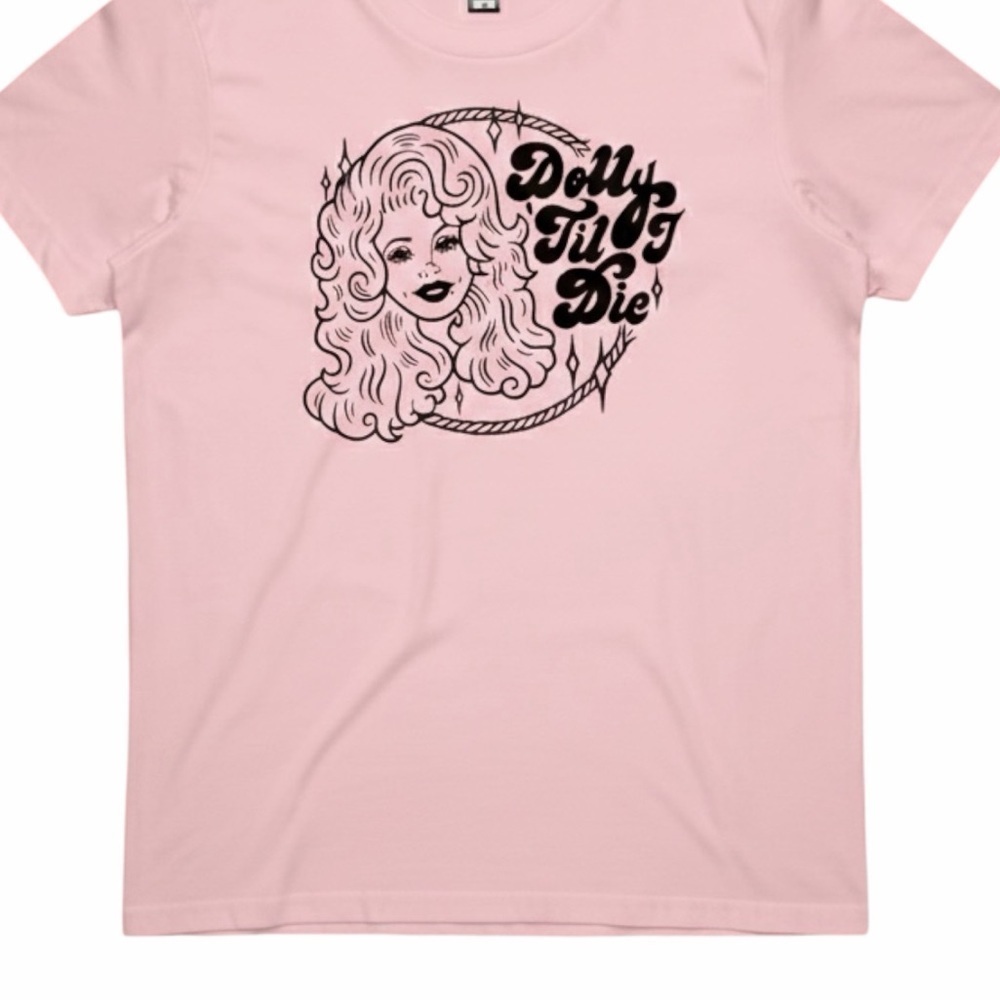 Vintage Dolly Til I Die Graphic Tee Light Pink Country Western Unisex 2XL XXL